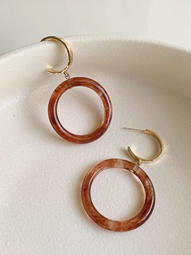 Amber Alloy Resin Round Vintage Drop Earring/Multi-color optional