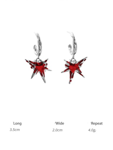 Four star earrings Brass Enamel Hip Hop Star  Earring and Necklace Set