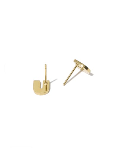 Brass Letter U Shape Minimalist Stud Earring( Single-Only One)