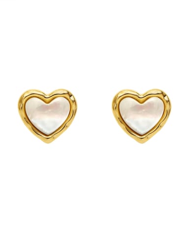 Brass Shell Heart Minimalist Clip Earring