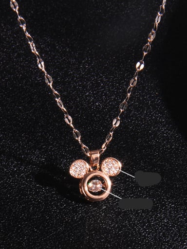 Copper Cubic Zirconia Mouse Trend Bear Pendant  Necklace