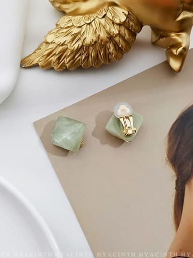 Light green ear clip Copper Resin Irregular Minimalist Stud Trend Korean Fashion Earring