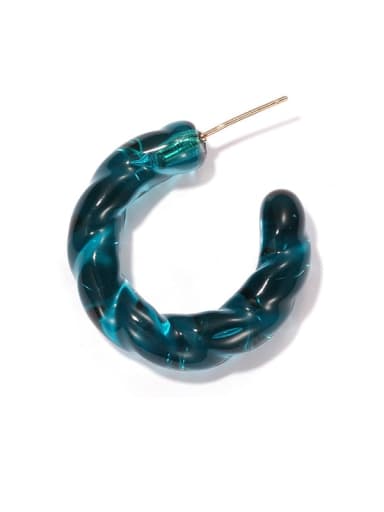 Hand Glass Multi Color C shape Minimalist Single Earring(Single-Only One)
