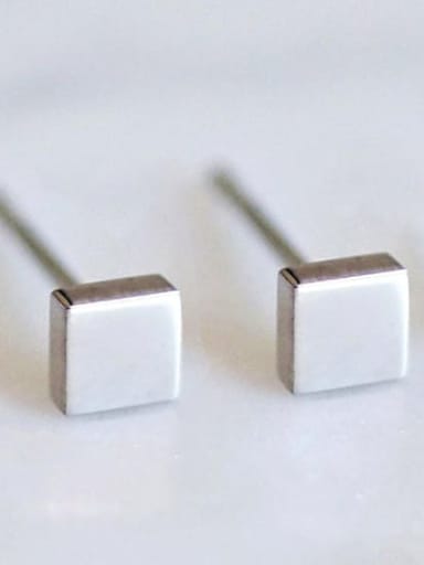 Steel color Stainless steel Square Minimalist Stud Earring