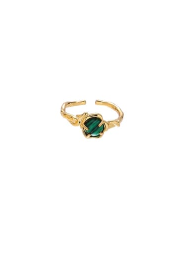 Malachite Ring 2 Brass Carnelian Geometric Vintage Band Ring