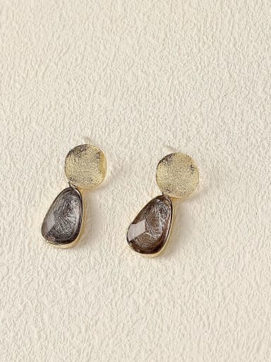 Brass Glass Stone Water Drop Vintage Drop Trend Korean Fashion Earring
