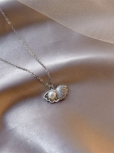 Zinc Alloy + Imitation Pearl Shell shape Trend Necklace