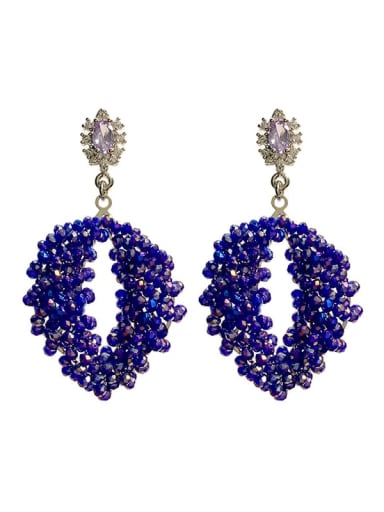 purple Brass Crystal Geometric Trend Drop Earring