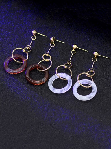 Copper Acrylic Round Minimalist Drop Trend Korean Fashion Earring