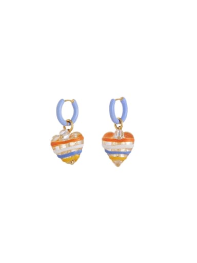 custom Brass Enamel Heart Cute Drop Earring
