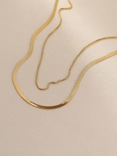 14k Gold Brass Geometric Vintage Multi Strand Trend Korean Fashion Necklace