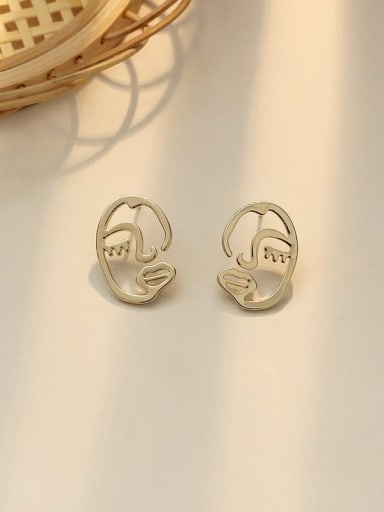 Coffee gold Copper Simple People Insurance Abstract Stud Trend Korean Fashion Earring