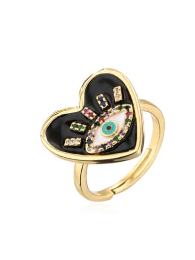 11141 Brass Enamel Cubic Zirconia Heart Vintage Band Ring