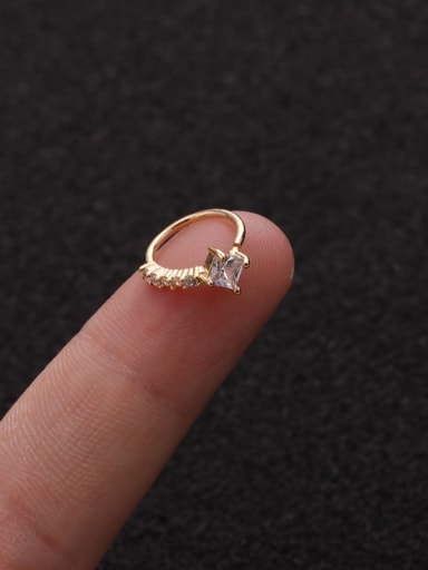 Gold  Square(Single) Brass Cubic Zirconia Heart Cute Huggie Earring