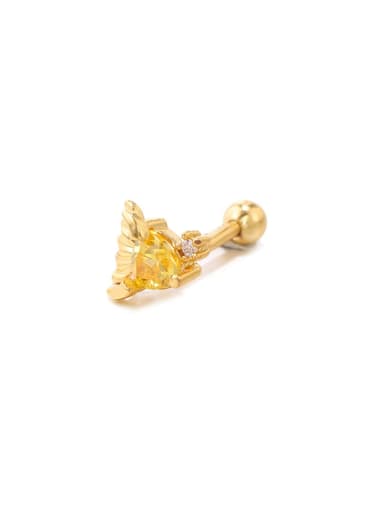Small goldfish (1pcs) Brass Cubic Zirconia Multi Color  Minimalist Ocean animal Single Earring