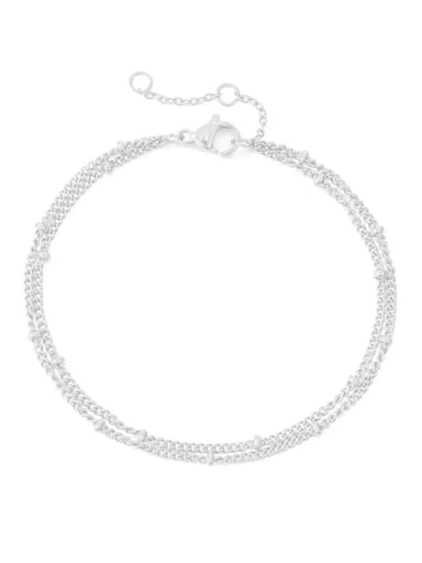 Double steel color Stainless steel Imitation Pearl Irregular Minimalist Strand Bracelet