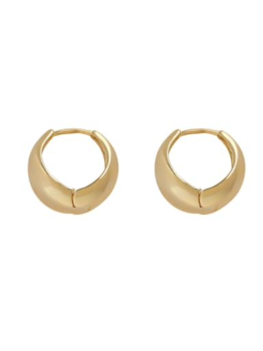 Brass Smooth Geometric Minimalist Huggie Earring