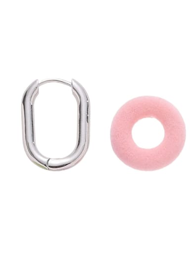 Platinum U-shaped pink accessory -single Brass Enamel Geometric Minimalist Huggie Earring