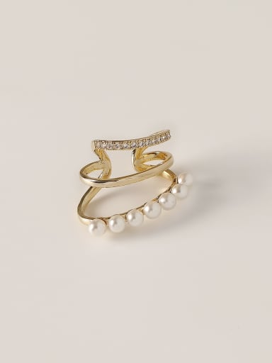 Brass Imitation Pearl Geometric Vintage Clip Trend Korean Fashion Earring