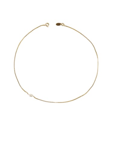 Brass Freshwater Pearl Locket Minimalist Necklace