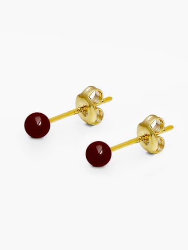 Brass Resin Ball Minimalist Stud Earring