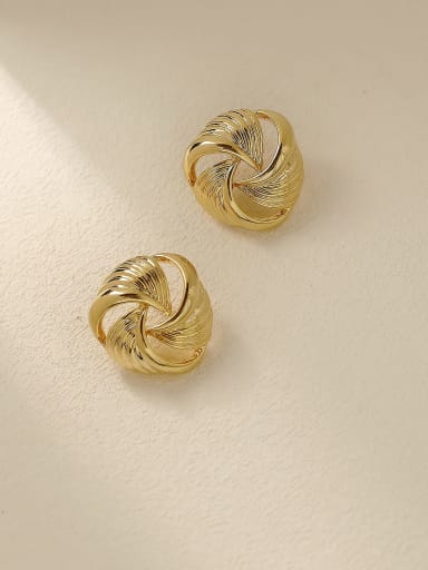 Brass Hollow Geometric Vintage Stud Trend Korean Fashion Earring