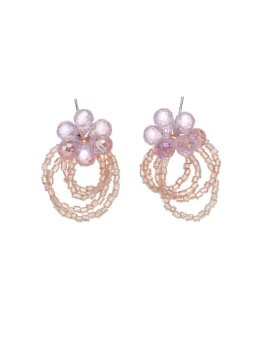 925 Sterling Silver Glass Crystal Beads Flower Cute Drop Earring