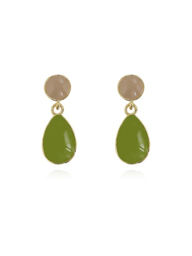 Butter green Copper Enamel Water Drop Minimalist Drop Trend Korean Fashion Earring
