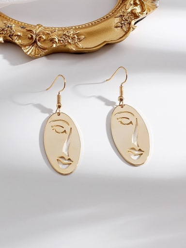 Copper Ethnic Minimalist face abstract Hook Trend Korean Fashion Earring