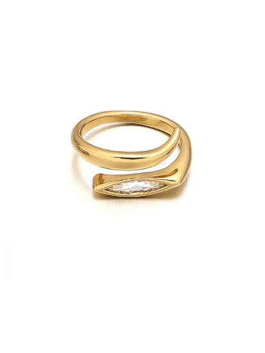 Diamond Zircon Gold Brass Cubic Zirconia Geometric Minimalist Stackable Ring