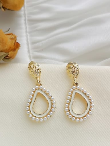 Copper Imitation Pearl Geometric Dainty Drop Trend Korean Fashion Earring