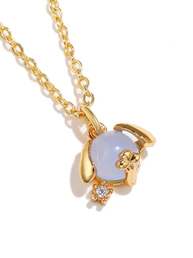 Brass Cats Eye Rabbit Minimalist Necklace