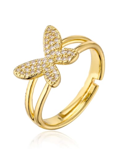 12672 Brass Cubic Zirconia Butterfly Vintage Band Ring