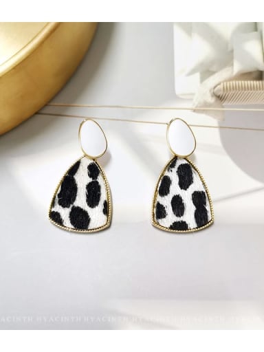 Leopard Print Copper Fabric Triangle Minimalist Drop Trend Korean Fashion Earring