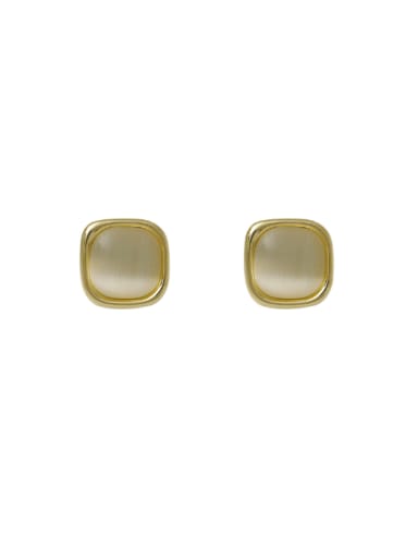 Brass Cats Eye Geometric Minimalist Stud Earring