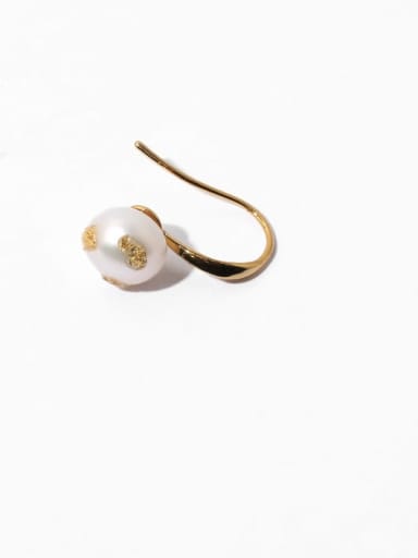 Brass Freshwater Pearl Flower Vintage Hook Earring (single)