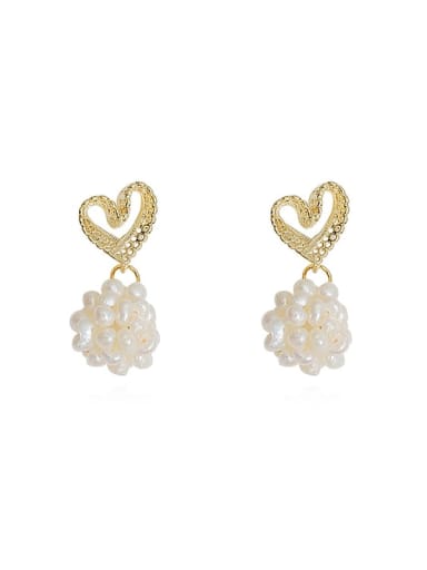 Copper Imitation Pearl Heart Cute Drop Trend Korean Fashion Earring