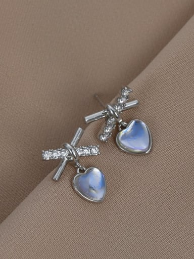 Steel color ed67581 Brass Heart Dainty Stud Earring