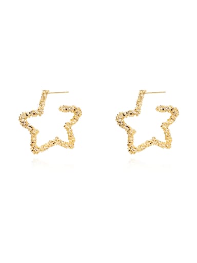 Copper Fashionable and irregular Pentagram  hollow Trend Korean Fashion Earrings