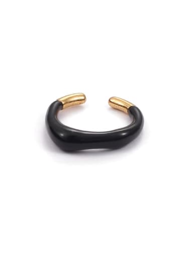 Pure black (non adjustable) Zinc Alloy Enamel Geometric Minimalist Band Ring
