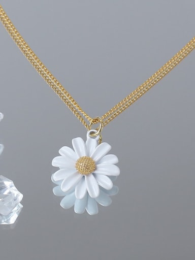 Brass Enamel Flower Minimalist Necklace