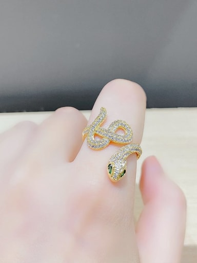 Brass Cubic Zirconia Snake Trend Band Ring
