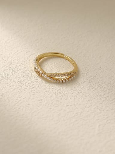 Brass Cubic Zirconia Cross Minimalist Stackable Fashion Ring