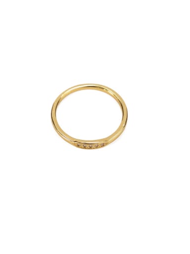 golden Brass Cubic Zirconia Geometric Dainty Band Ring