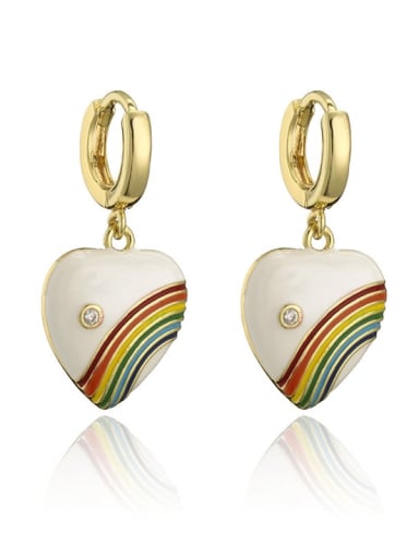 40966 Brass Enamel Heart Cute Huggie Earring