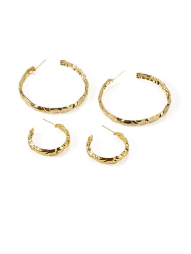 Brass Geometric Vintage C-shaped folds Hoop Earring