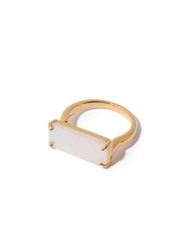 Brass Cubic Zirconia Geometric Vintage  Natural Stone Band Ring