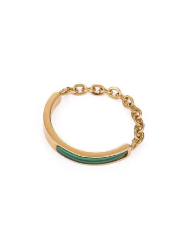 Malachite Ring Brass Enamel Geometric Vintage Band Ring