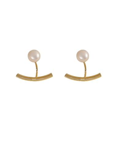 Brass Imitation Pearl Smiley Minimalist Stud Earring