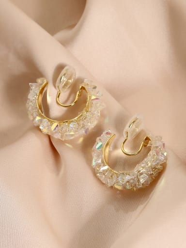 Brass Geometric Minimalist Imitation crystal  Clip Earring